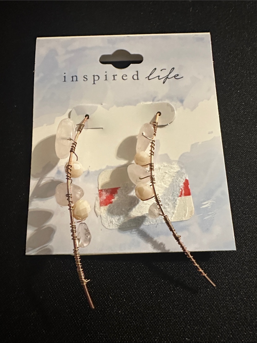 Inspire Rose Gold Wire & Clear Stone Dangle Earrings
#79